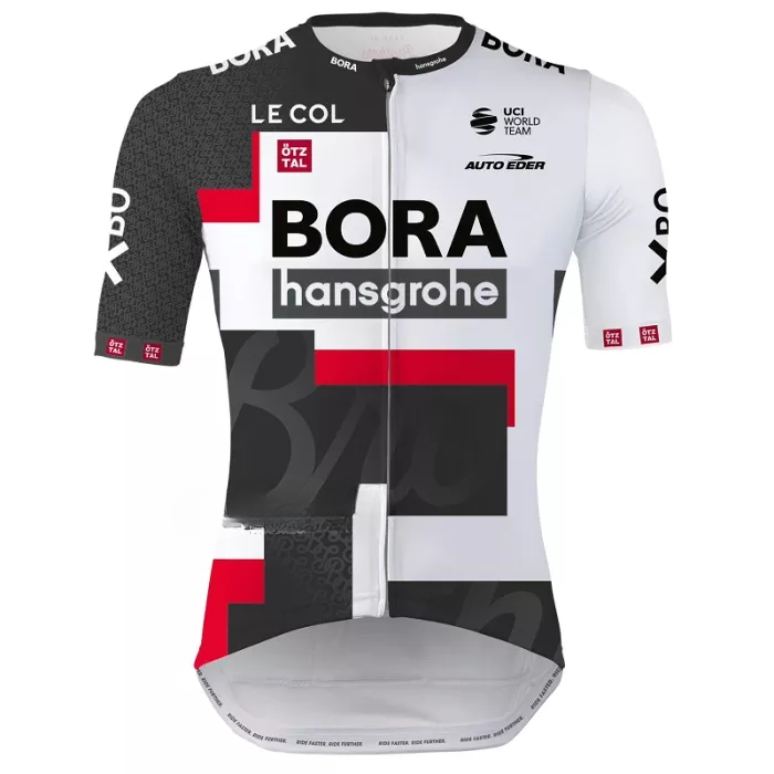 2022 cycling jersey bora hansgrone black white short sleeve and bib short 1